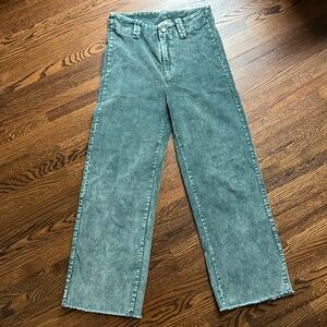 Corduroy green wide leg pants